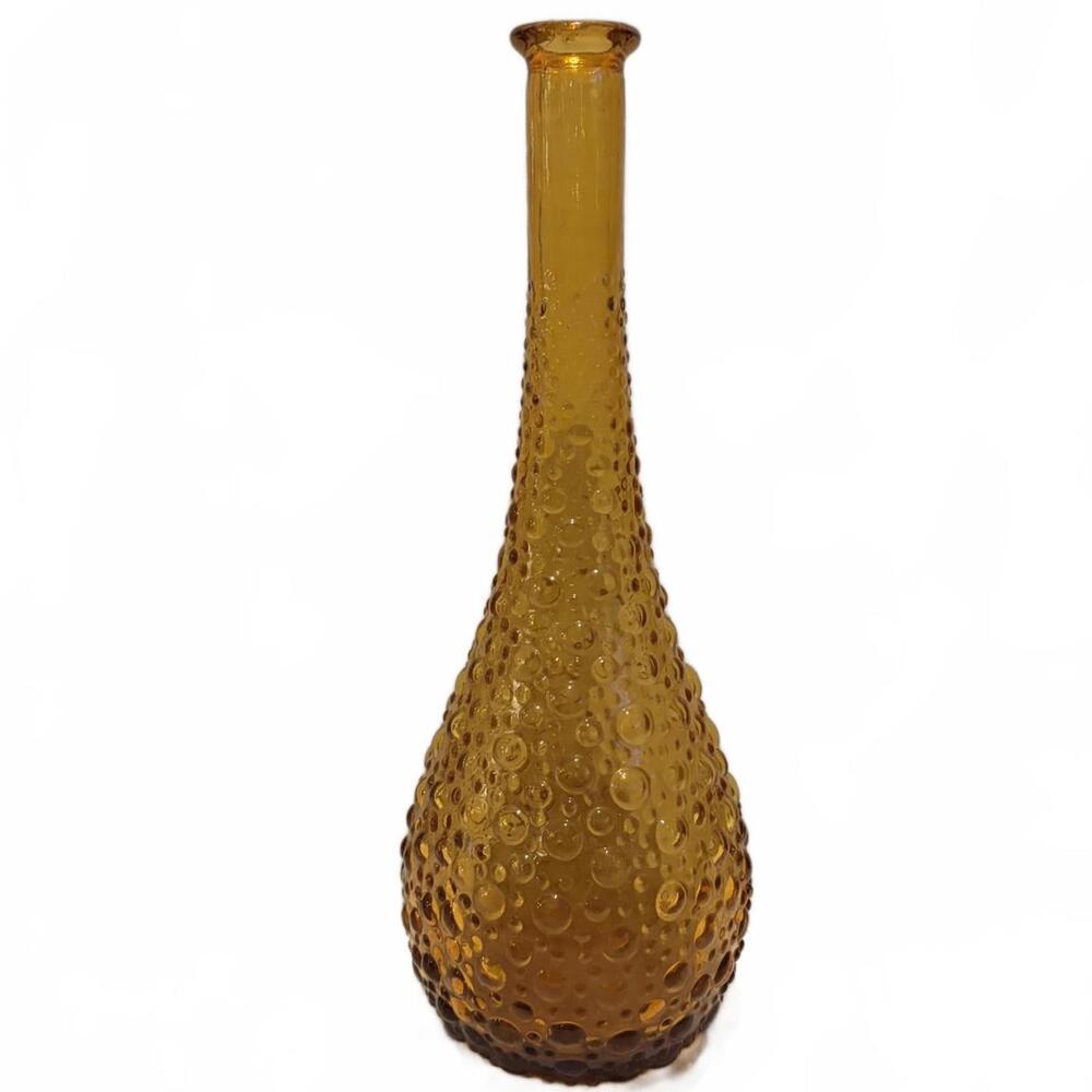 Empoli Amber Bubble genie bottle/vase - Made in Italy c.1960s (no stopper)